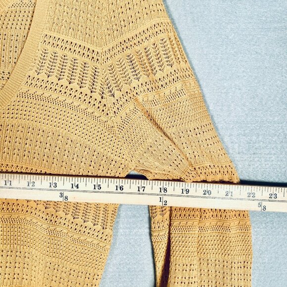 MNG Mango Crochet Top Womens S Mustard Yellow Knit Blouse Cottage - Picture 8 of 11